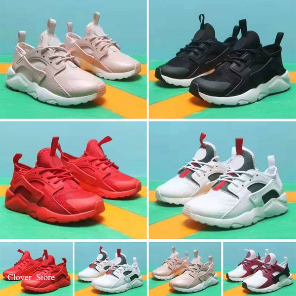 

the new 2021 huarache kids shoes black red white sports trainer cushion surface breathable sports sneakers black