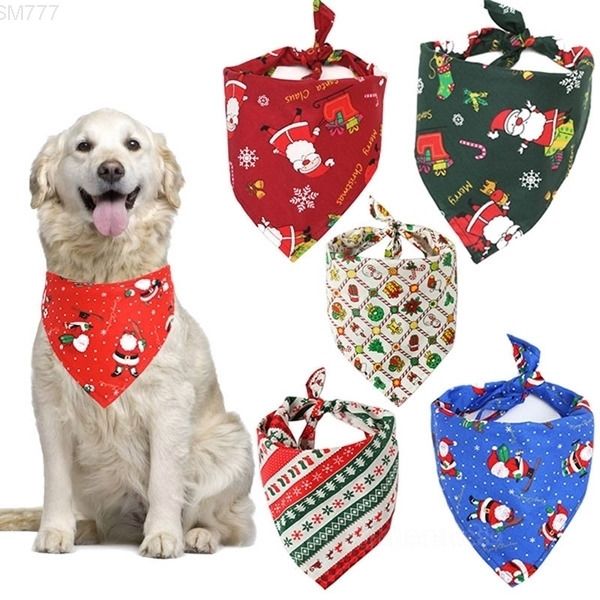 

in stock christmas saliva towel 7 styles cotton triangle scarf pet dog accessories wholesale