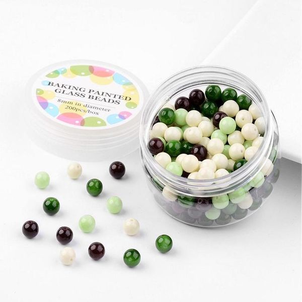 

8mm round glass pearl bead sets dyed baking painted beads for jewelry making mixed color, hole: 0.7~1.1mm;20 qylfcz, Black;white