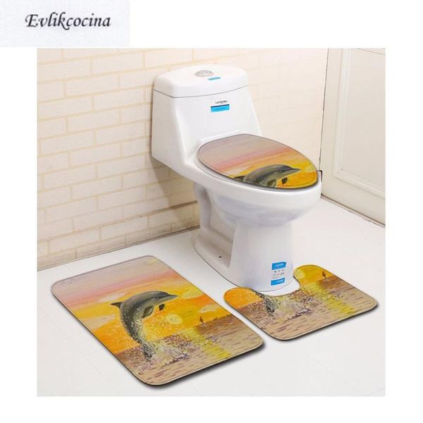 

bath mats 3pcs nightfall dolphin banyo bathroom carpet toilet set non slip pad tapis salle de bain alfombra bano