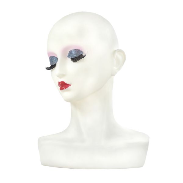 

pvc wig head - 14.5\" tall female foam mannequin wig stand - cosmetics model head wig display stand for home, salon and travel, White