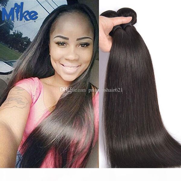 

mikehair wholesale human hair weave 2 bundles brazilian straight hair weaves 8-30inches peruvian indian malaysian remy human hair extensions, Black