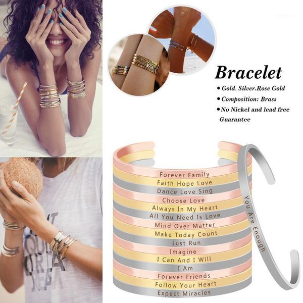 

bangle forever friends inspirational letters engraved mantra bracelet birthday gift rose gold metal for friend1, Black