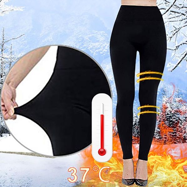 

women solid winter keep warm trousers women plus velvet thicken winter skinny fitness leggings leggings pants casual #ss, Black