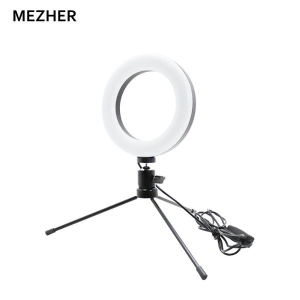 

mezher 6 inch rgb dimmable led ring light fill light with desktripod