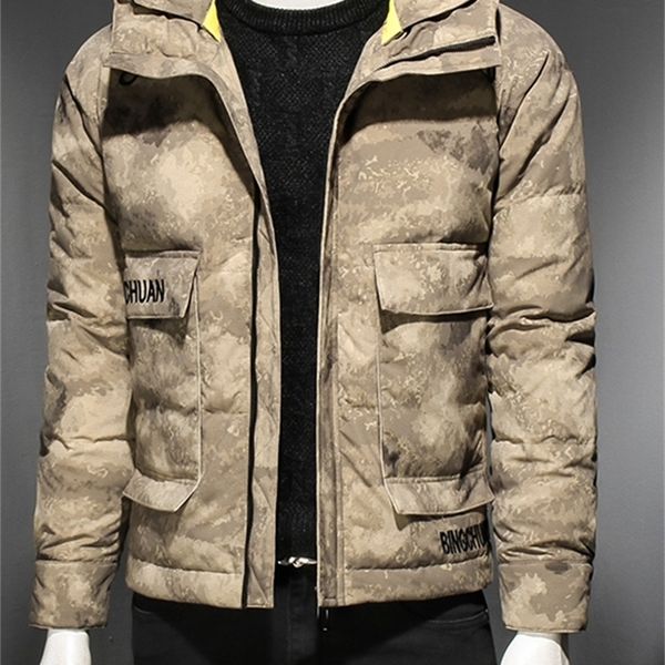 

2020 winter camo male short korean fashion release thick cute down jacket wgwm, Black