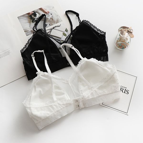 

3Pieces/Lot Casual Lace Bralette Padded Bra Women Lace Sexy Bra Stretch Brassiere Fashion Wireless Bra, White