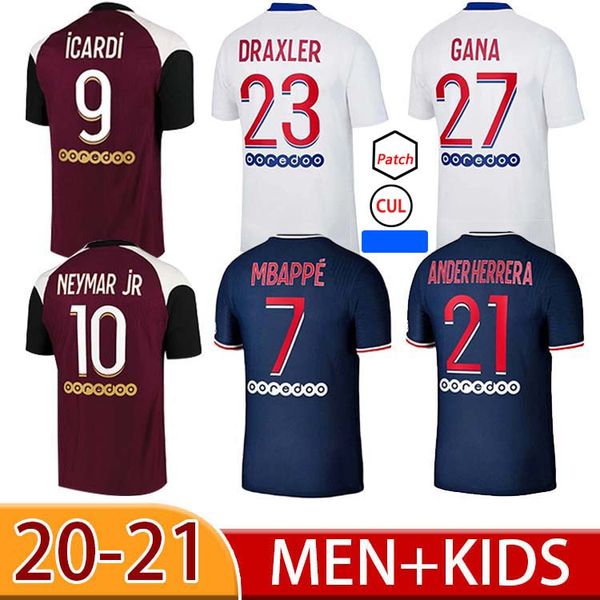 

2021 customized soccer jersey mbappe verratti kean jersey 2020 2021 di maria kimpembe marquinhos icardi football shirt 20 21 men + kids kit, Black;yellow