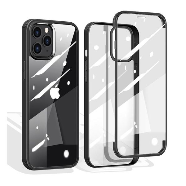 

double sided glass sile case for iphone 12 11 pro max mini protective phone cover capa shell h sqcrfa