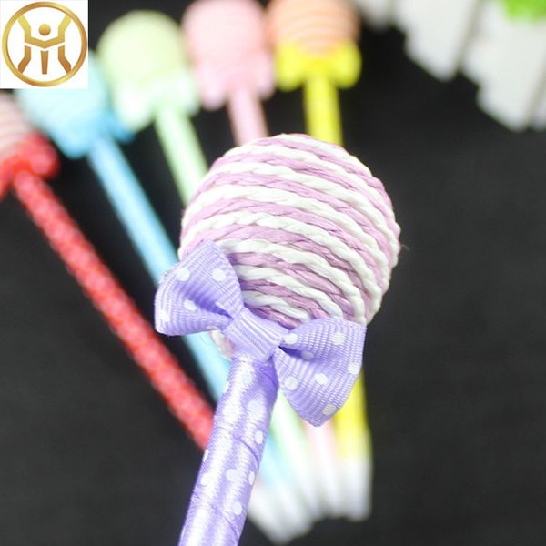 

cute lollipop ballpoint pens for writing kawaii bending ball pen stationery office canetas school supplies escolar, Blue;orange
