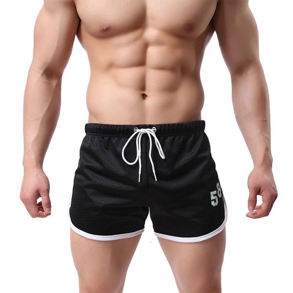

men's quick dry running shorts mesh arrow men sportswear workout bodybuilding gym training pace jogging sports casual short, White;black