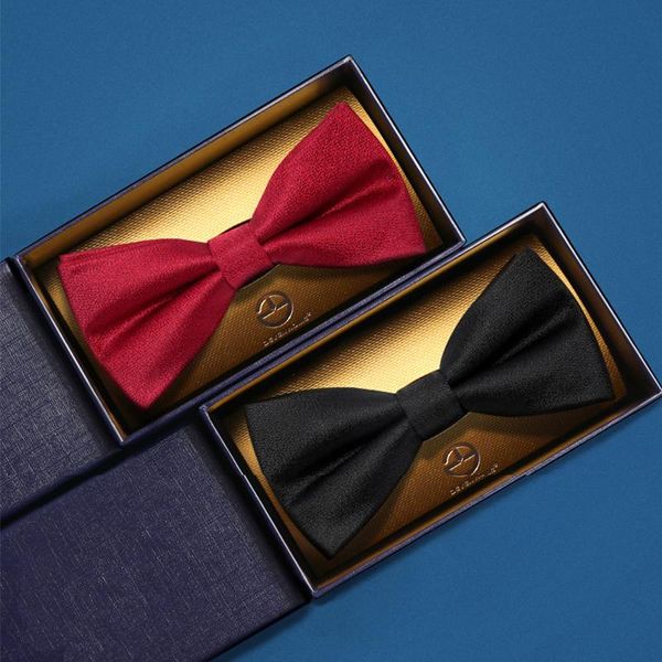

fashion bow tie for men 2021 designer brand groom wedding party butterfly bowtie gentleman dress suit gift box black, Black;gray
