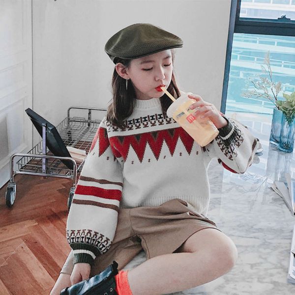 

2020 huzhou zhili autumn and winter new girls' fashion foreign sle triangle puff sve children's sweater, Blue