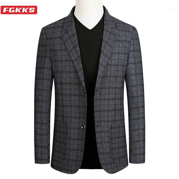

fgkks fashion brand men plaid blazers autumn new men's slim fit trend wild business suit jacket casual blazer male1, White;black