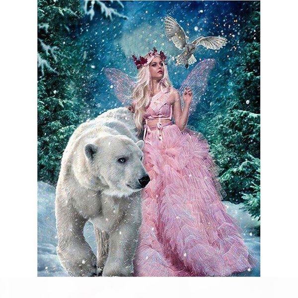 

5d diy diamond painting fairy full drill round square diamond embroidery animal diamond mosaic polar bear picture of rhinestones