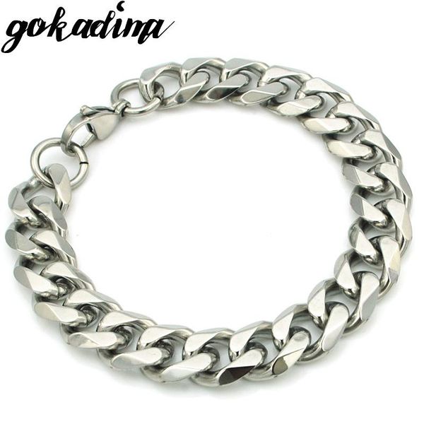 

gokadima 2020 new men stainless steel chain bracelet jewelry rock punk 9mm/10mm/13mm party christmas gift wb287, Black