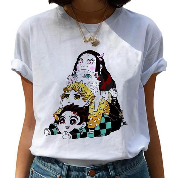 

смешные японские аниме кимецу нет yaiba демонов слайер футболка графика top tees tshirt streetwear punk футболка мужская одежда женщин, White;black