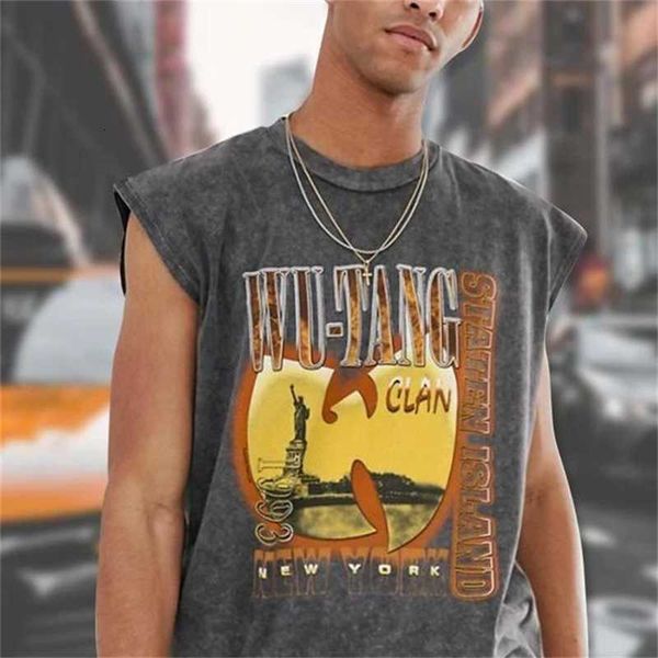 

new men's round neck print casual vest t-shirt fashion, White;black