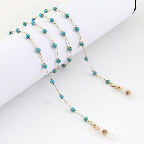 

2020 retro blue stone beads eyeglass sunglasses chain spectacle cord with vintage neck strap string chain link holder jewelry h jllbim