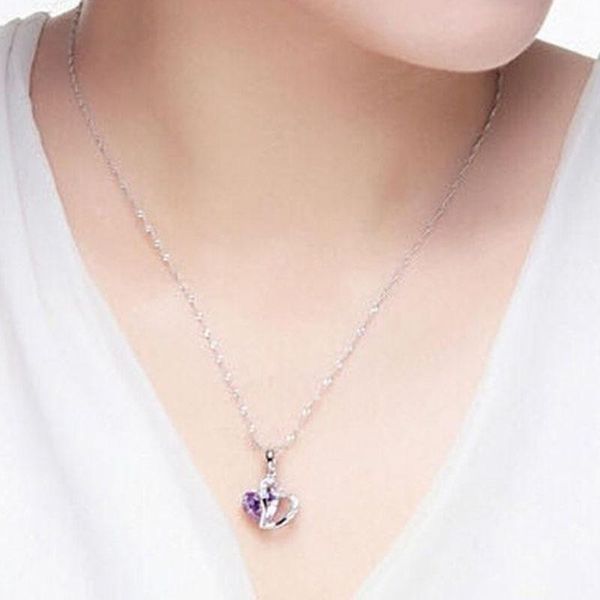 

chains silver plated crystal heart necklace for valentine's day gift of lovers pendant charming women