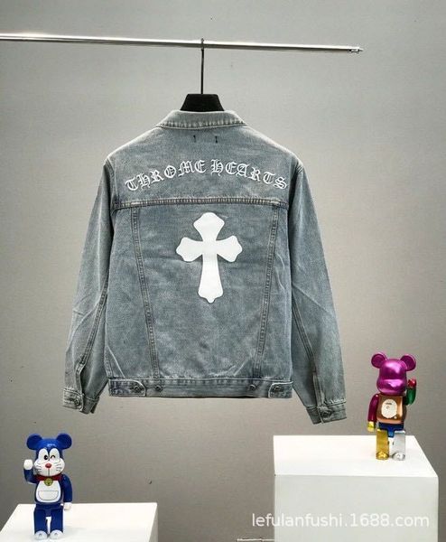 

outlet 20 new ch crosin cross-stitch embroidery casual denim jacket men and women 2mvj, Black;brown
