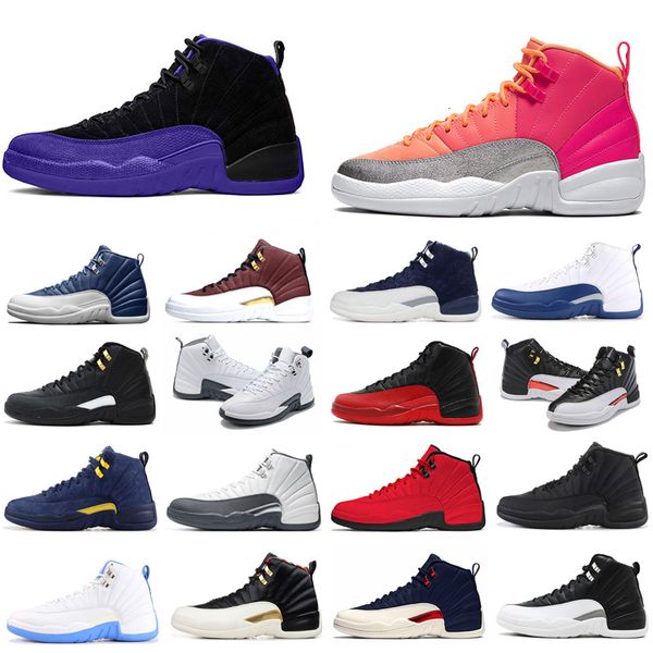 

wholesale 12 12s men outdoor shoes dark concord flu game french blue mens new arrival comfortable sneakers trainers shoes size 7-13