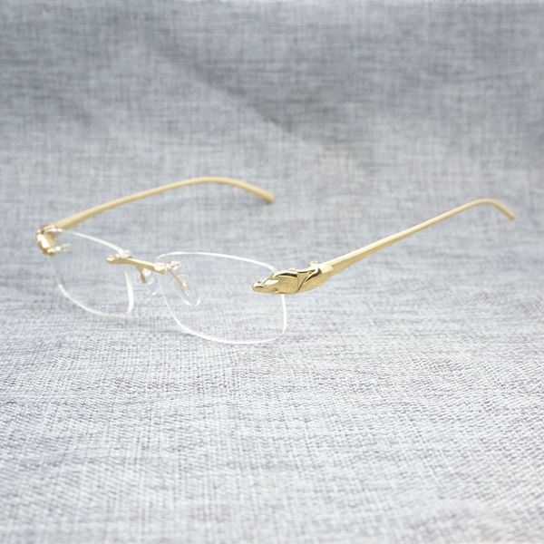 

male alloy leopard titanium glasses without hoop squares luxury lenses clear optic lens gold eyewear frames for r2es, White;black