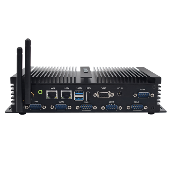 

mini pcs factory price hystou intel core fanless industrial pc with 6 rs232 com 4usb ports desk computer low