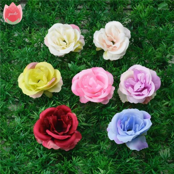 

10pcs spring silk blooming rose artificial flower head for wedding home decoration mariage rosa flores clothing hats accessories1 decorative