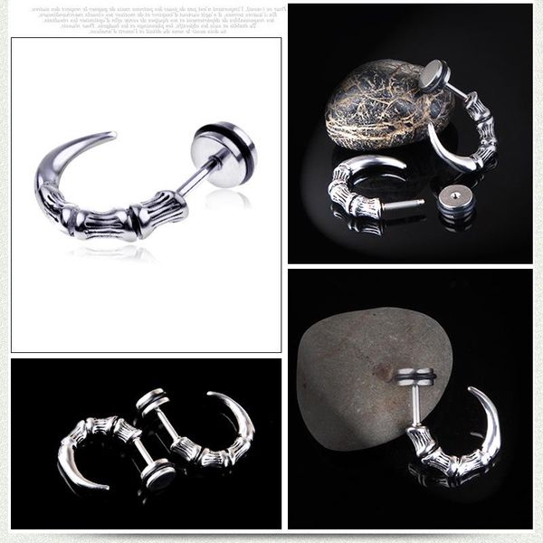 

stud 2 pc punk men stainless/titanium steel eagle claw earrings personality gold/black/steel color screw jewelry gifts, Golden;silver