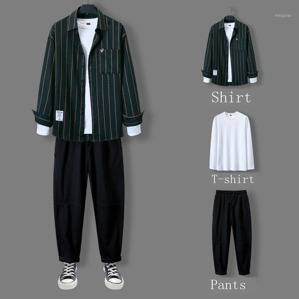 

3 pcs/sets shirts for men and blouses long sleeve spring male loose boyfriend style shirt1, Gray