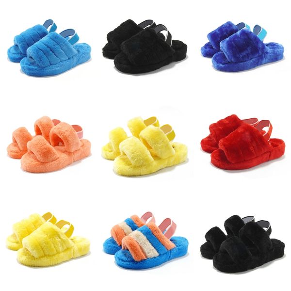 

2020 netred fashion all kinds of fox hair slippers women wear cool slippers outside summer real fur grass hair word mop beach#3861111, Black