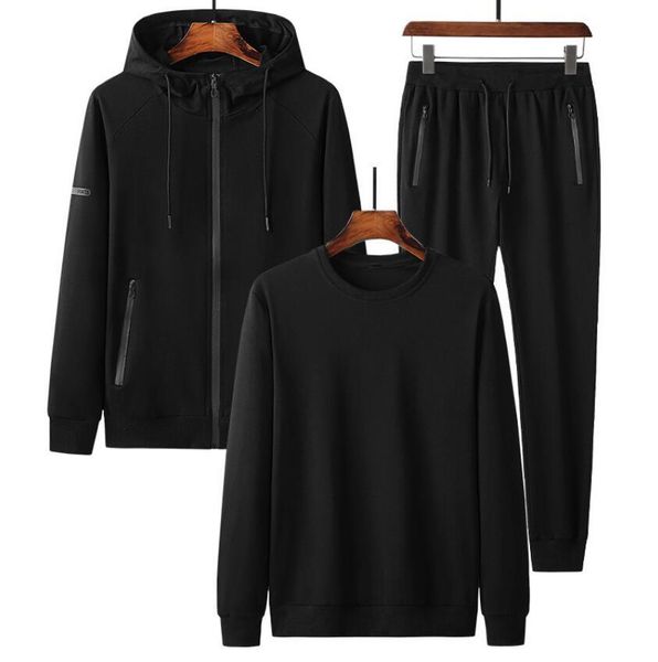 

2021 new autumn men's sportswear tracksuits hoodies+pants 3pcs sets hip hop streetwear loose sweatsuit s69f, Gray
