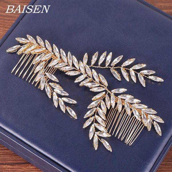 

bridal rhinestone hair comb women accessories double comb for hair rhinestone wedding headbands gold bride jewelry, Golden;silver