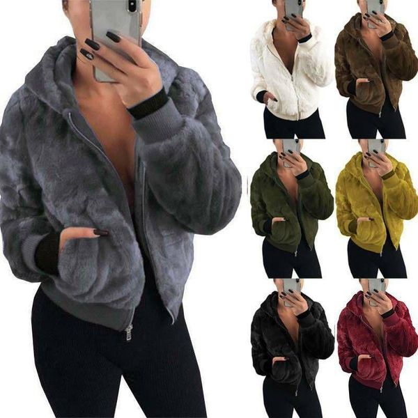 

faux fur coats women winter warm thick fluffy cropped plush jackets furry teddy coat turn down collar open front short overcoats1, Black