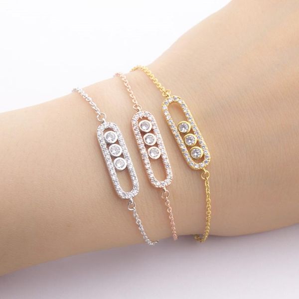 

icftzwe stainless steel bracelets femme pulseira charms 1& 3 bead cz geometric bar bracelets for women hand chain gold bileklik, Black