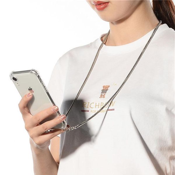 

strap cord metal chain tape necklace phone case for iphone 11 7 8 6s 6 plus 11pro x xr xs qylevu