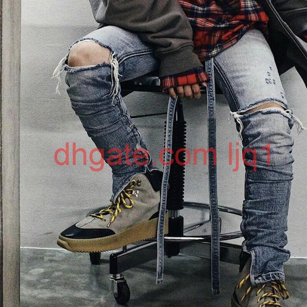 

2021 new version jean men zipper broken hole pants skinny jeans blue jean fashion jeans and womens designer jeans