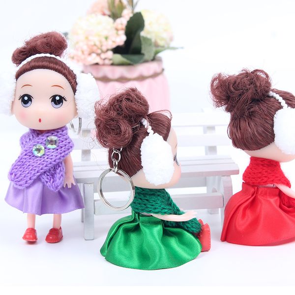 

12cm winter new scarf confused doll hi meng barbie keychain children's new year's day gifts for kid & adults