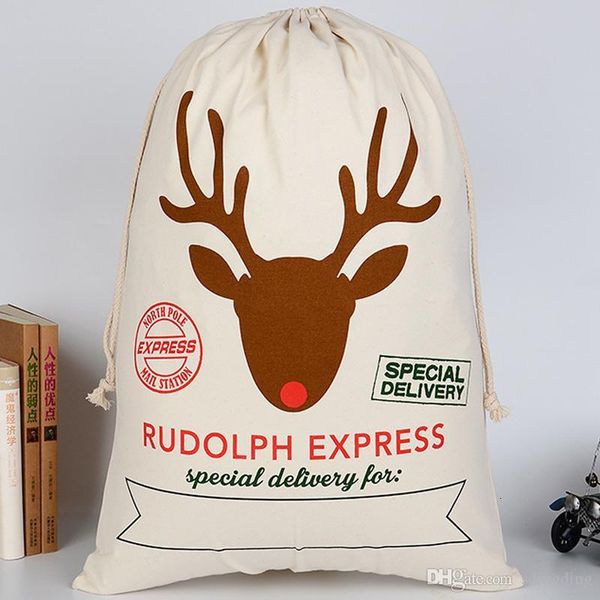 

wmwpxmas christmas gifts sacks large canvas monogrammable santa claus drawstring bag with reindeers dh0211
