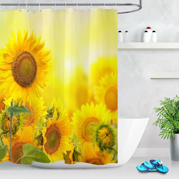 

sunlight sunflowers scenery shower curtain sets bath waterproof fabric custom1