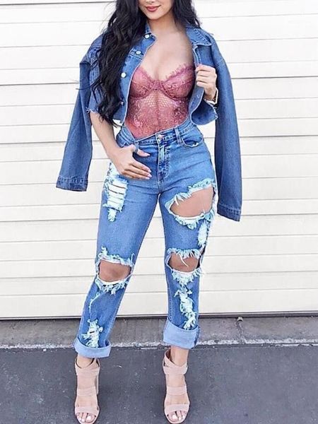 

women's ripped distressed boyfriend jeans stretch denim pants with hole1, Blue