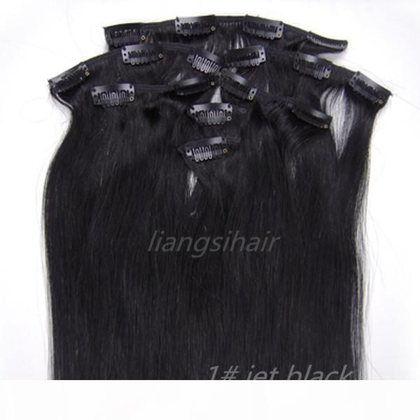 

клип в remy extensions человеческих волос 15 "-26" 7 шт. 1 # реактивный черный, бразильский малайзийский перуанский индийский девственница r, Black;brown