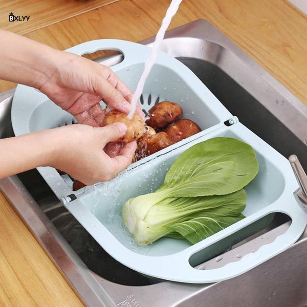 

новые складные сливные корзины бытовые фрукты овощной очистки бассейна кухня аксессуары пластиковые корзина для хранения для кухни