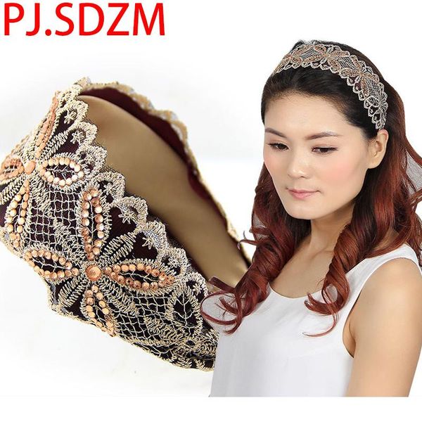 

hair accessories korean lace rhinestone headband for women flower europe fashion floral hairbands luxury headwear princess