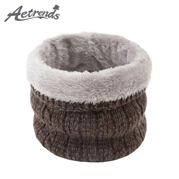 

scarves [aetrends] winter scarf for women solid color knitted ring thicken velvet men's collar neckerchief z-10174, Blue;gray