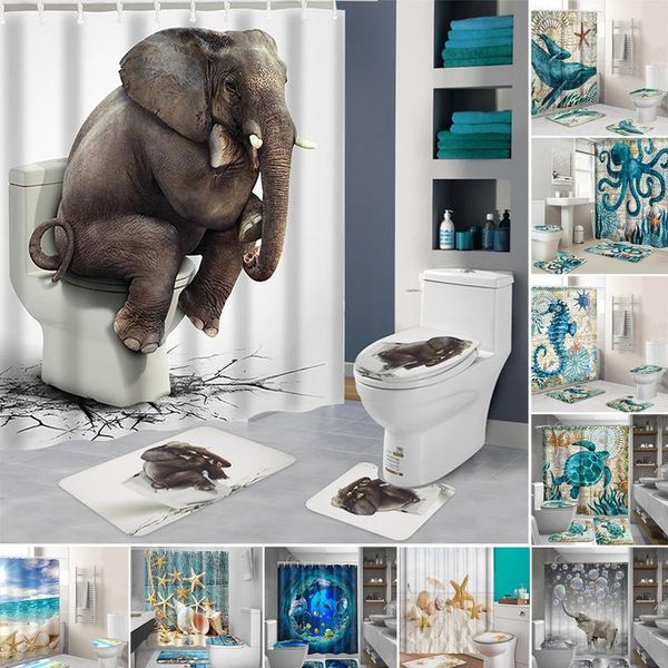 

ocean beach shell sea turtle слон душевая занавеска 3d водонепроницаемые шторы ванна пьедестал круг крышка турнирная крышка ванна jllavy
