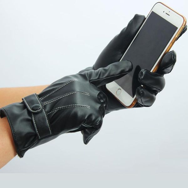 

сенсорный экран pu кожаные перчатки осенью и зимний мужской черный теплый открытый спортивные перчатки плюс бархатное утолщение bbyopm, Black