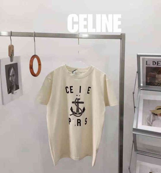 

2022 factory wholesale new fashion saijiagan boat anchor letter round neck short sleeve t-shirt for men and women, White
