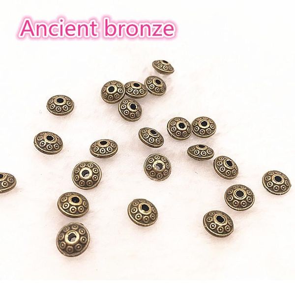 

50pcs/lot 6x4mm tibetan metal beads antique gold silver bronze cone pattern loose spacer beads for jewelr qyllns